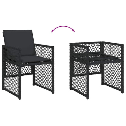 vidaXL 17-tlg. Garten-Essgruppe mit Kissen Schwarz Poly Rattan