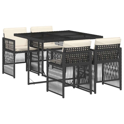 vidaXL 5-tlg. Garten-Essgruppe mit Kissen Schwarz Poly Rattan