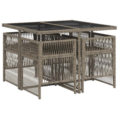 vidaXL 5-tlg. Garten-Essgruppe mit Kissen Grau Poly Rattan
