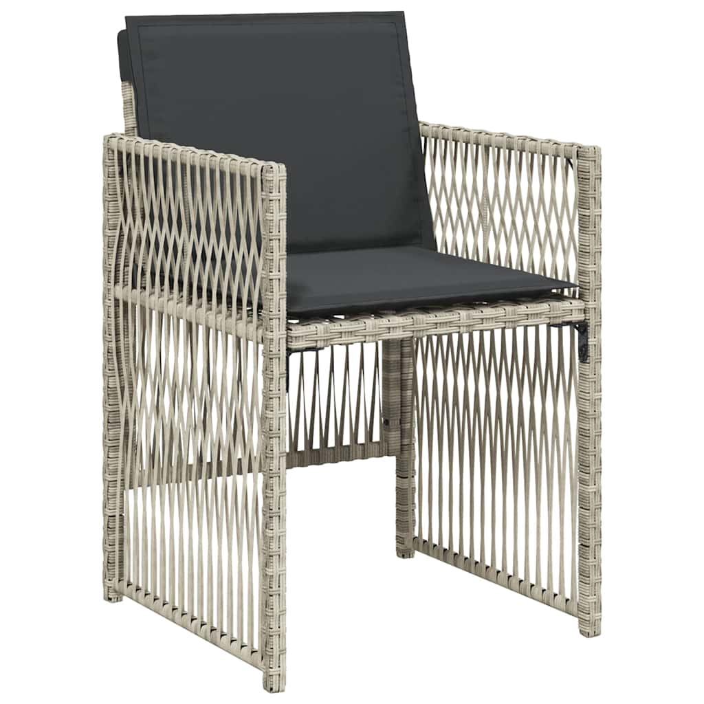 vidaXL 5-tlg. Garten-Essgruppe mit Kissen Hellgrau Poly Rattan