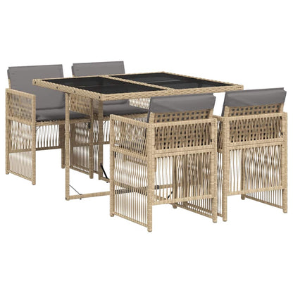 vidaXL Salon de jardin 5 pcs avec coussins mélange beige résine tressée