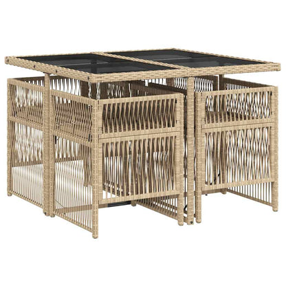 vidaXL Salon de jardin 5 pcs avec coussins mélange beige résine tressée