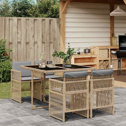 vidaXL Salon de jardin 5 pcs avec coussins mélange beige résine tressée