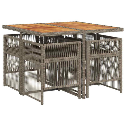 vidaXL 5-tlg. Garten-Essgruppe mit Kissen Grau Poly Rattan