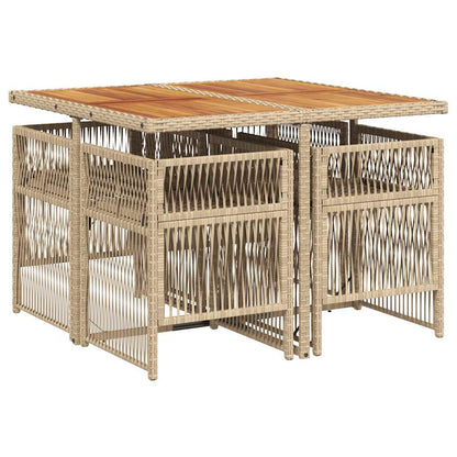 vidaXL 5-tlg. Garten-Essgruppe mit Kissen Beige Poly Rattan