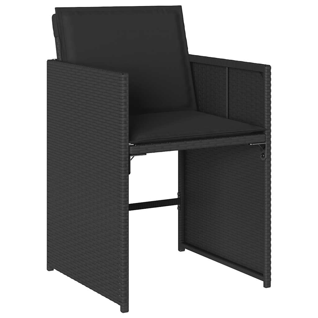 vidaXL 5-tlg. Garten-Essgruppe mit Kissen Schwarz Poly Rattan