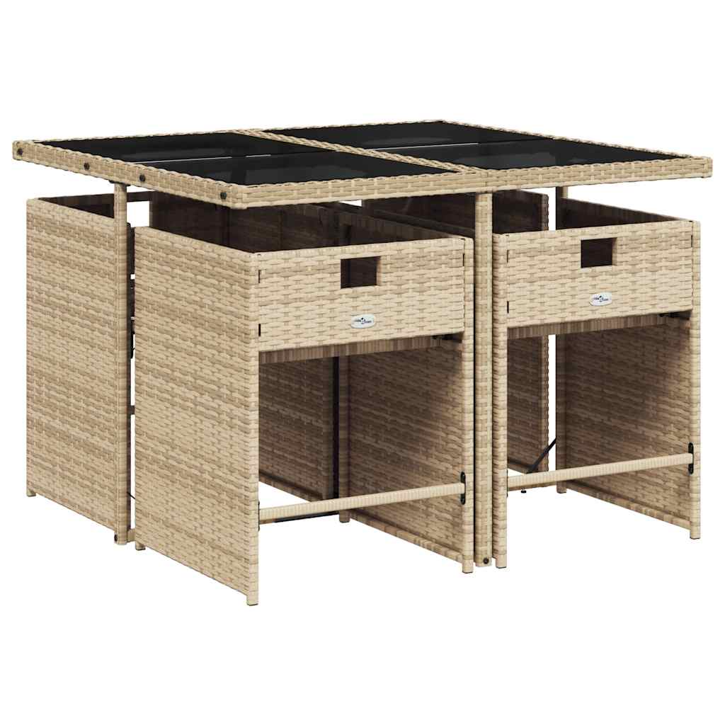 vidaXL Salon de jardin 5 pcs avec coussins mélange beige résine tressée