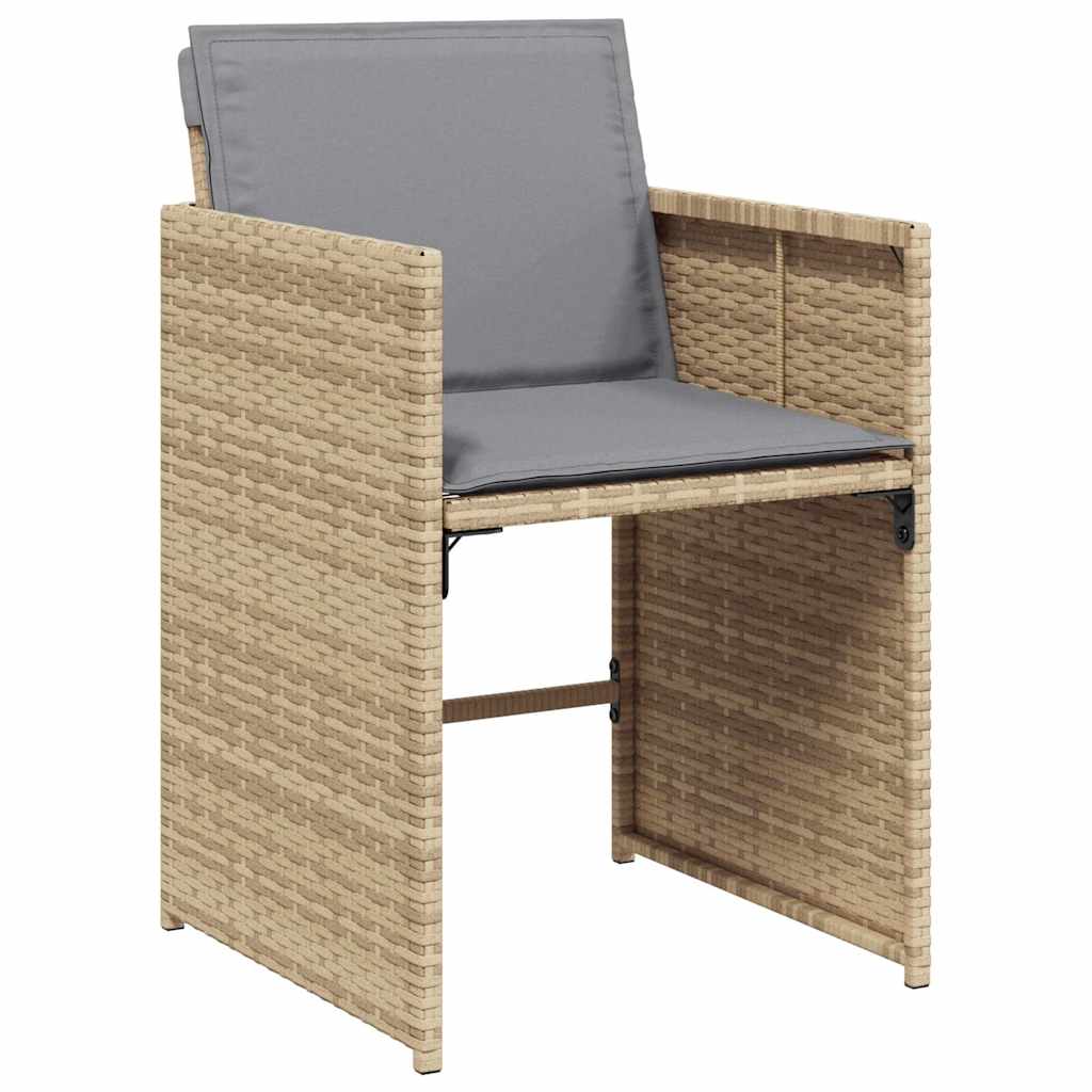 vidaXL Salon de jardin 5 pcs avec coussins mélange beige résine tressée