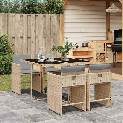 vidaXL Salon de jardin 5 pcs avec coussins mélange beige résine tressée
