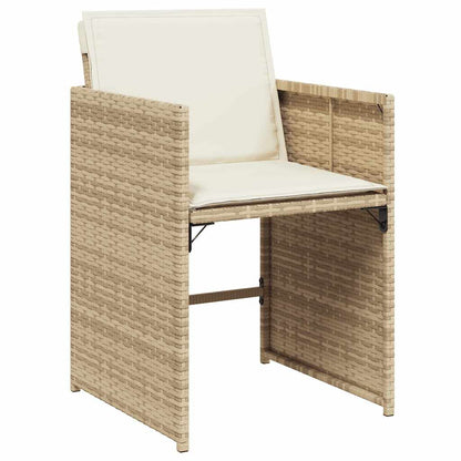 vidaXL 7-tlg. Garten-Essgruppe mit Kissen Beige Poly Rattan
