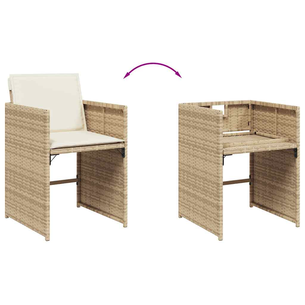 vidaXL 15-tlg. Garten-Essgruppe mit Kissen Beige Poly Rattan