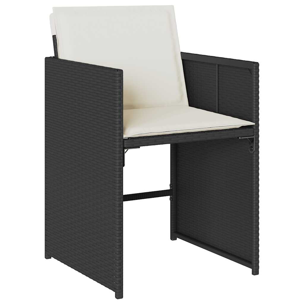 vidaXL 13-tlg. Garten-Essgruppe mit Kissen Schwarz Poly Rattan
