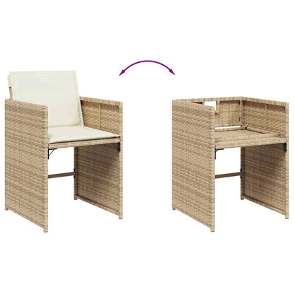vidaXL 15-tlg. Garten-Essgruppe mit Kissen Beige Poly Rattan