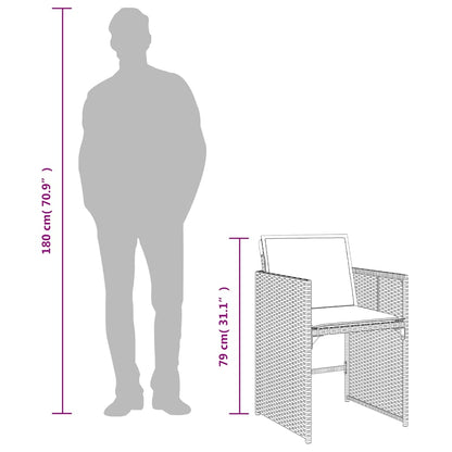 17-tlg. Garten-Essgruppe mit Kissen Schwarz Poly Rattan