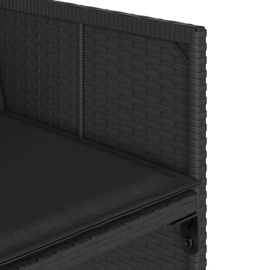 vidaXL 17-tlg. Garten-Essgruppe mit Kissen Schwarz Poly Rattan