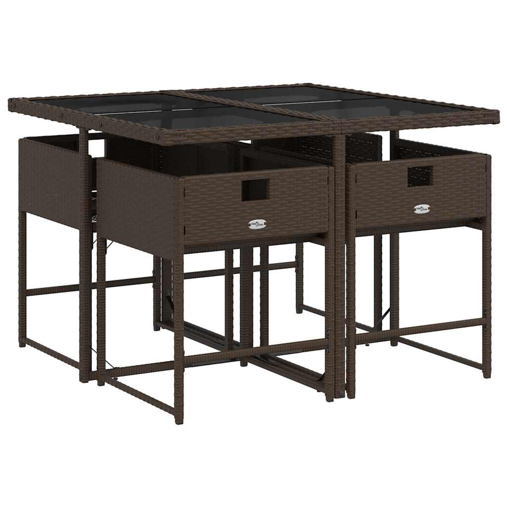 vidaXL Ensemble repas de jardin 5 pcs avec coussins résine tressée marron