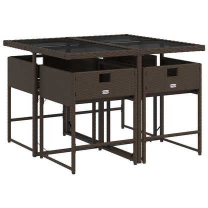 vidaXL Ensemble repas de jardin 5 pcs avec coussins résine tressée marron