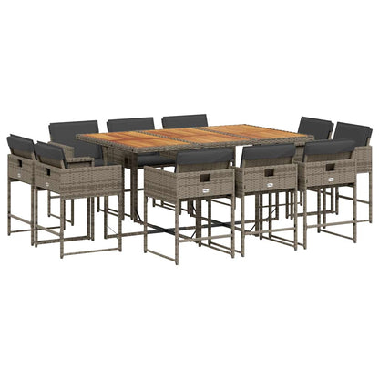 vidaXL Salon de jardin 11 pcs avec coussins résine tressée gris