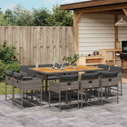 vidaXL Salon de jardin 11 pcs avec coussins résine tressée gris