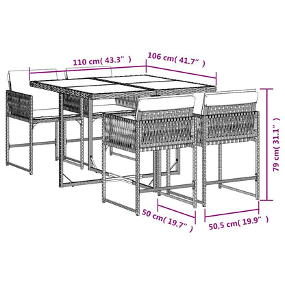 vidaXL Ensemble repas de jardin 5 pcs avec coussins Résine tressée Beige