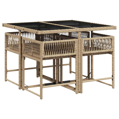 vidaXL Salon de jardin 5 pcs avec coussins mélange beige résine tressée
