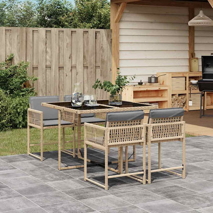 vidaXL Salon de jardin 5 pcs avec coussins mélange beige résine tressée