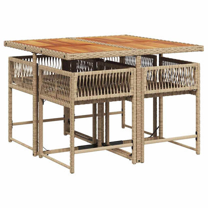 vidaXL Ensemble repas de jardin 5 pcs avec coussins Résine tressée Beige