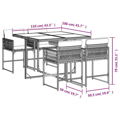 vidaXL Ensemble repas de jardin 5 pcs avec coussins Résine tressée Beige