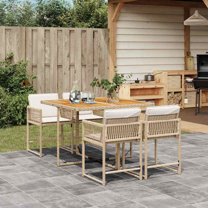 vidaXL Ensemble repas de jardin 5 pcs avec coussins Résine tressée Beige