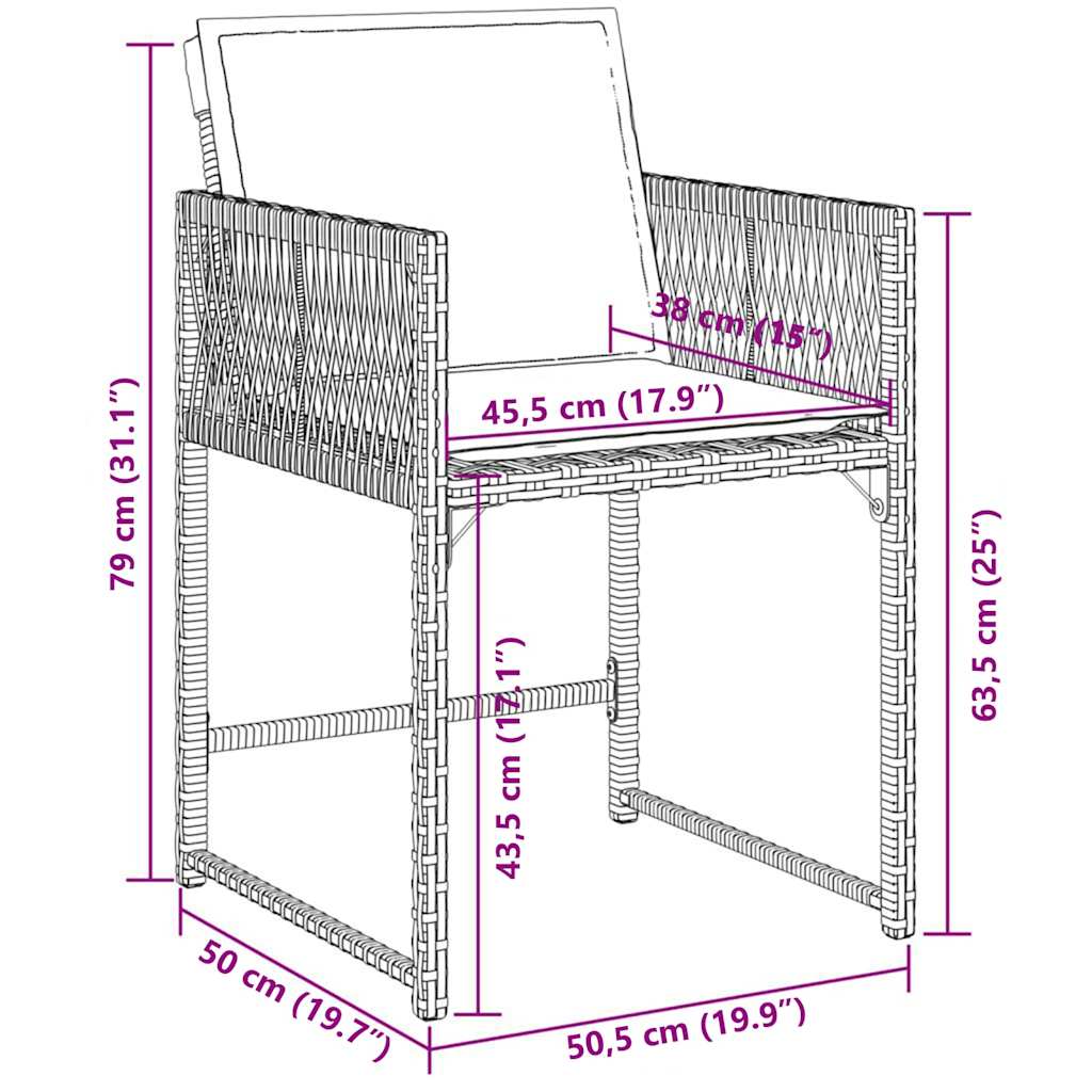 vidaXL 9-tlg. Garten-Essgruppe mit Kissen Schwarz Poly Rattan