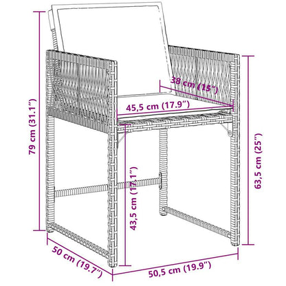 vidaXL 9-tlg. Garten-Essgruppe mit Kissen Schwarz Poly Rattan