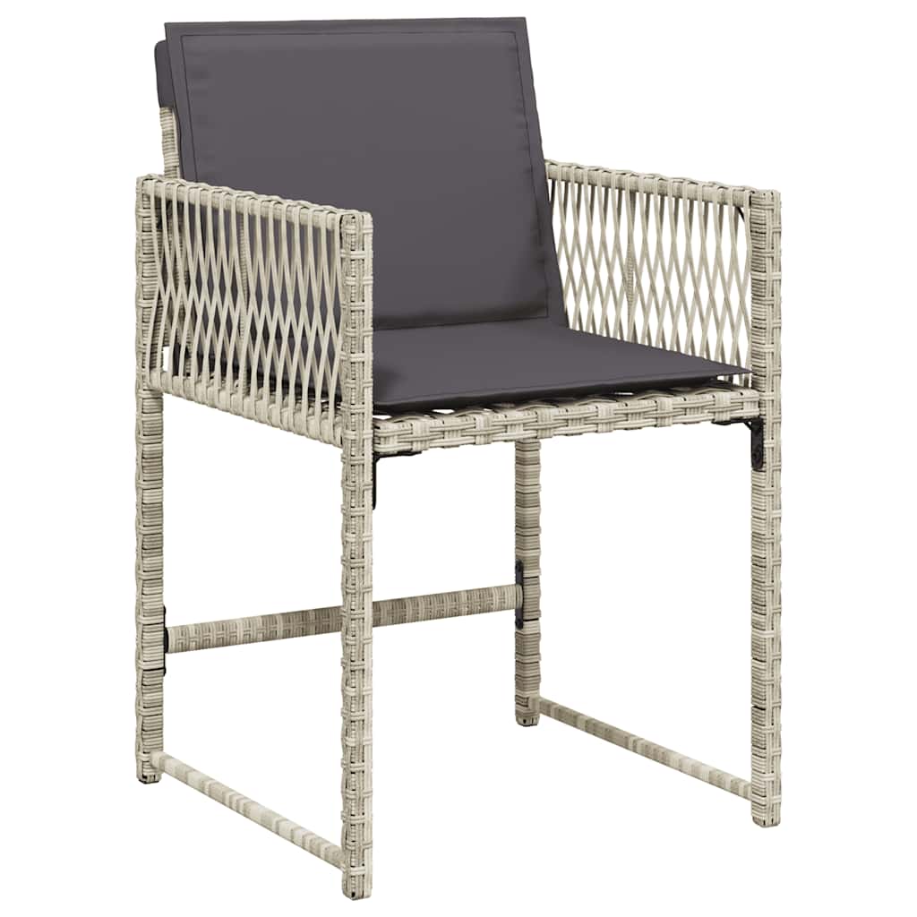vidaXL 13-tlg. Garten-Essgruppe mit Kissen Hellgrau Poly Rattan
