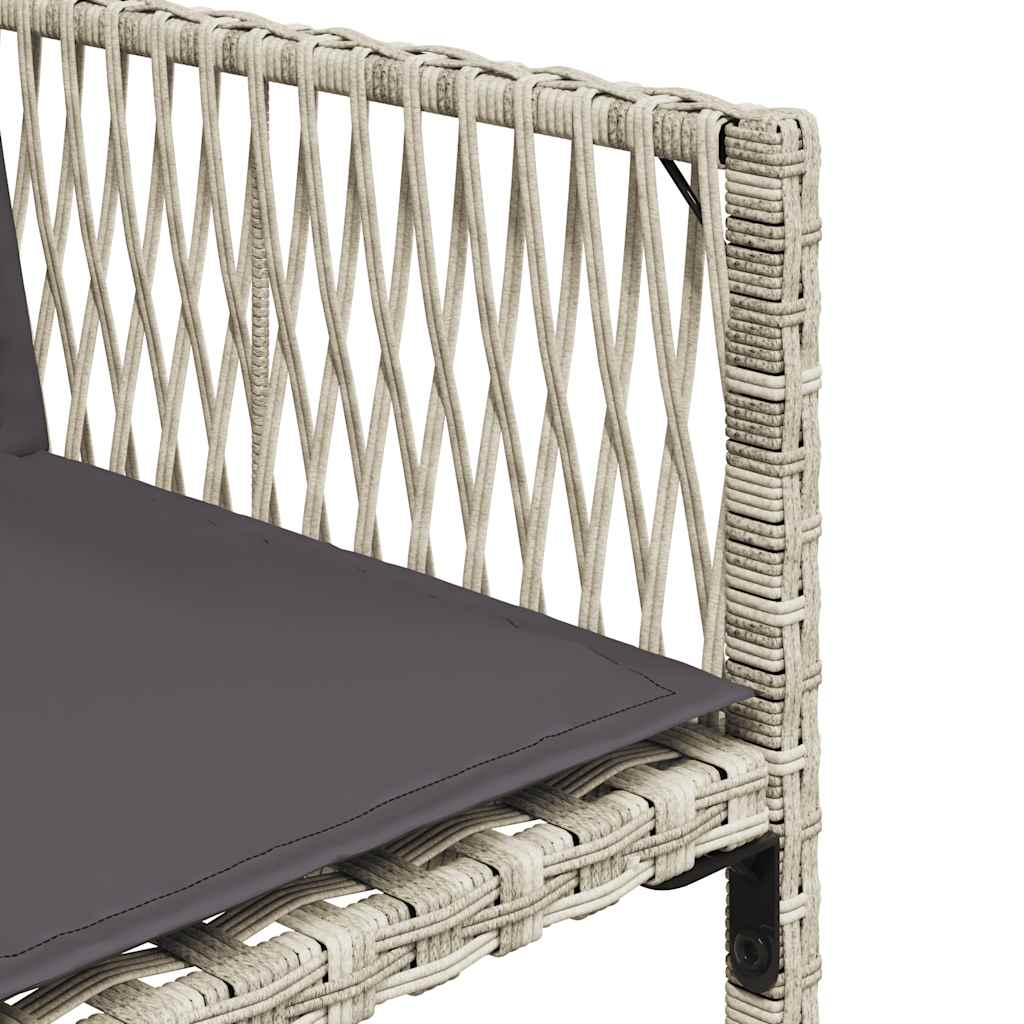 vidaXL 15-tlg. Garten-Essgruppe mit Kissen Hellgrau Poly Rattan