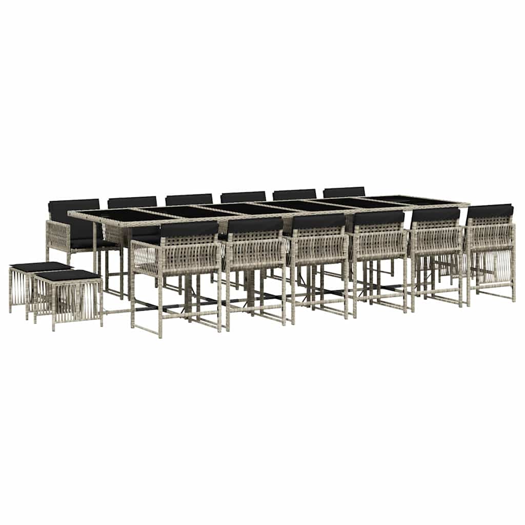 vidaXL Ensemble de salle à manger de jardin 17 pcs avec coussins gris clair en résine tressée