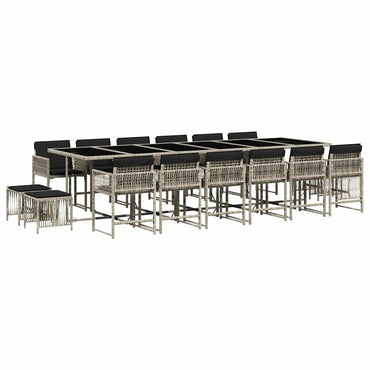vidaXL Ensemble de salle à manger de jardin 17 pcs avec coussins gris clair en résine tressée