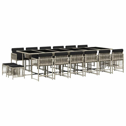 vidaXL Ensemble de salle à manger de jardin 17 pcs avec coussins gris clair en résine tressée