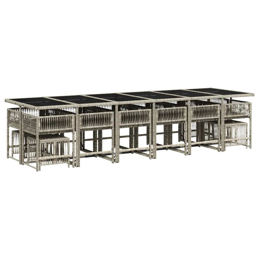 vidaXL Ensemble de salle à manger de jardin 17 pcs avec coussins gris clair en résine tressée