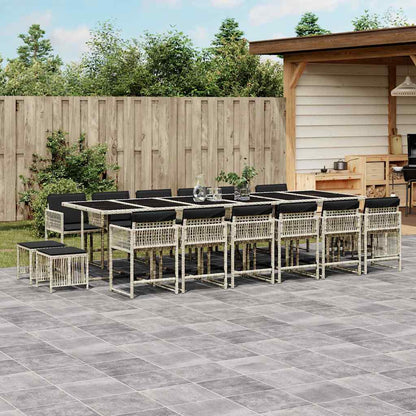 vidaXL Ensemble de salle à manger de jardin 17 pcs avec coussins gris clair en résine tressée