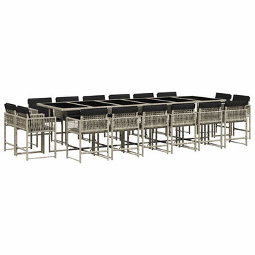vidaXL Ensemble de salle à manger de jardin 17 pcs avec coussins gris clair en résine tressée