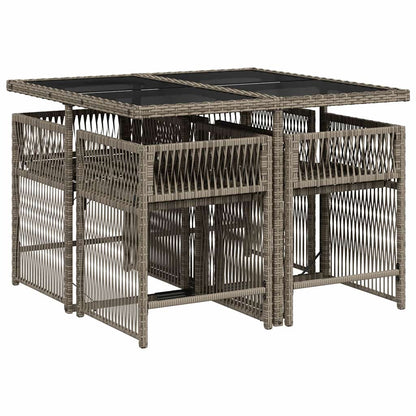vidaXL 5-tlg. Garten-Essgruppe mit Kissen Grau Poly Rattan