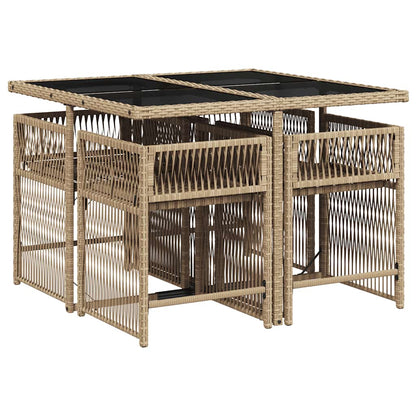 vidaXL 5-tlg. Garten-Essgruppe mit Kissen Beige Poly Rattan
