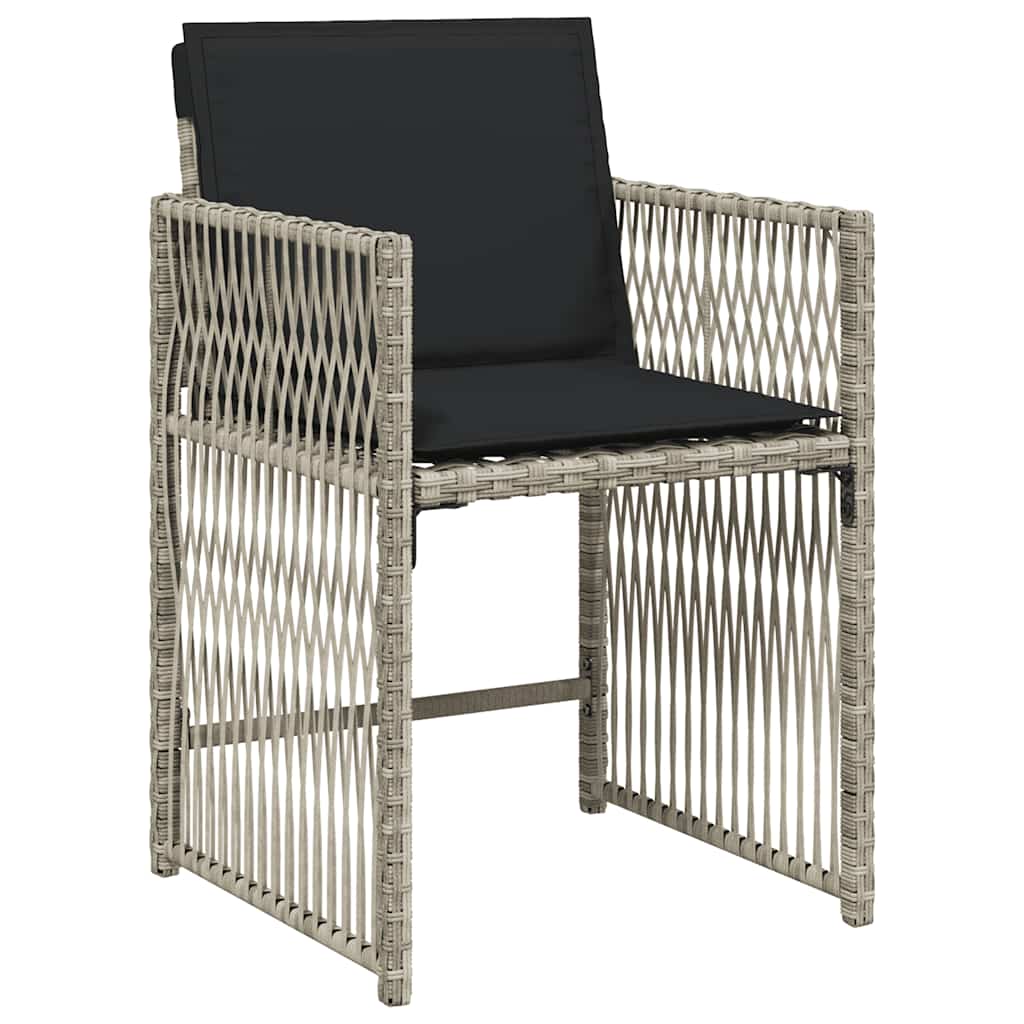 vidaXL 13-tlg. Garten-Essgruppe mit Kissen Hellgrau Poly Rattan
