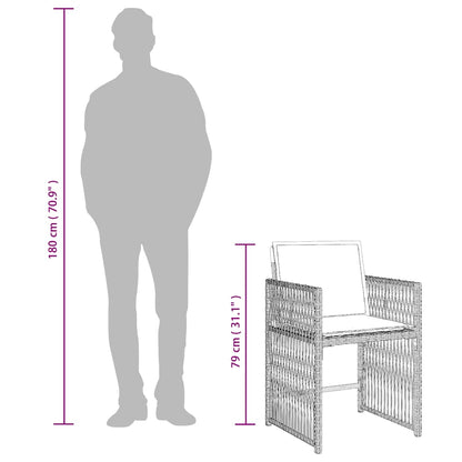 vidaXL 9-tlg. Garten-Essgruppe mit Kissen Hellgrau Poly Rattan
