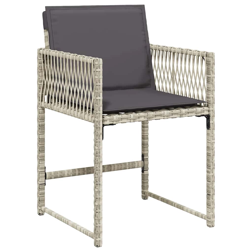 vidaXL 11-tlg. Garten-Essgruppe mit Kissen Hellgrau Poly Rattan