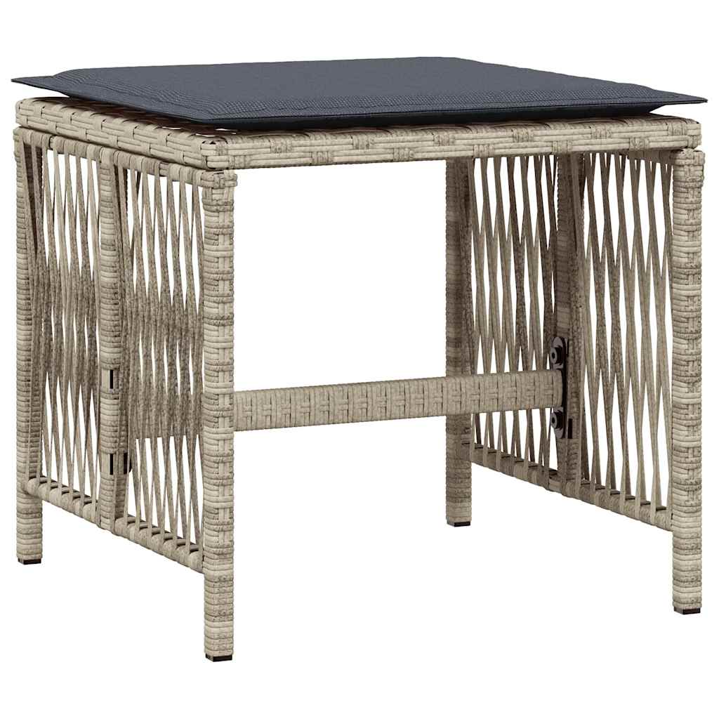 vidaXL 11-tlg. Garten-Essgruppe mit Kissen Hellgrau Poly Rattan