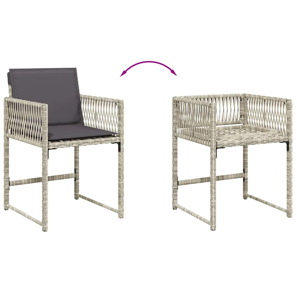 vidaXL 9-tlg. Garten-Essgruppe mit Kissen Hellgrau Poly Rattan