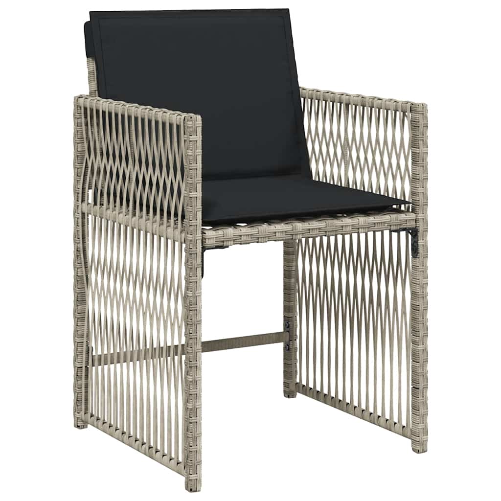vidaXL 17-tlg. Garten-Essgruppe mit Kissen Hellgrau Poly Rattan