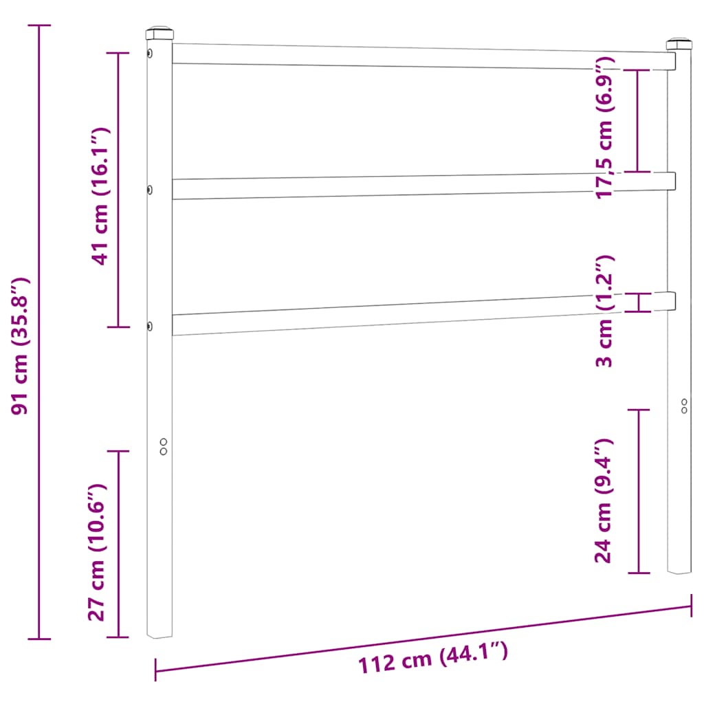 vidaXL Ersatz-Kopfteil Metall Weiß 107 cm