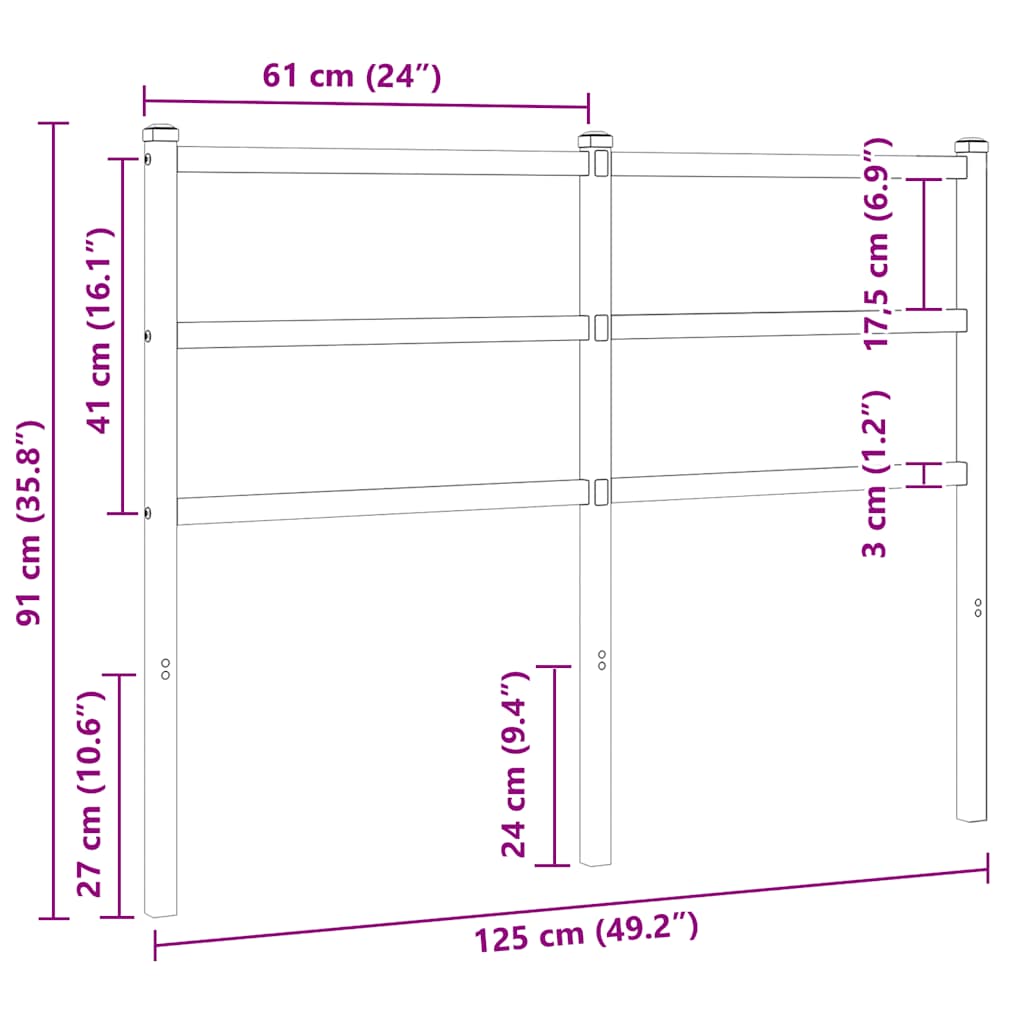 vidaXL Ersatz-Kopfteil Metall Weiß 120 cm