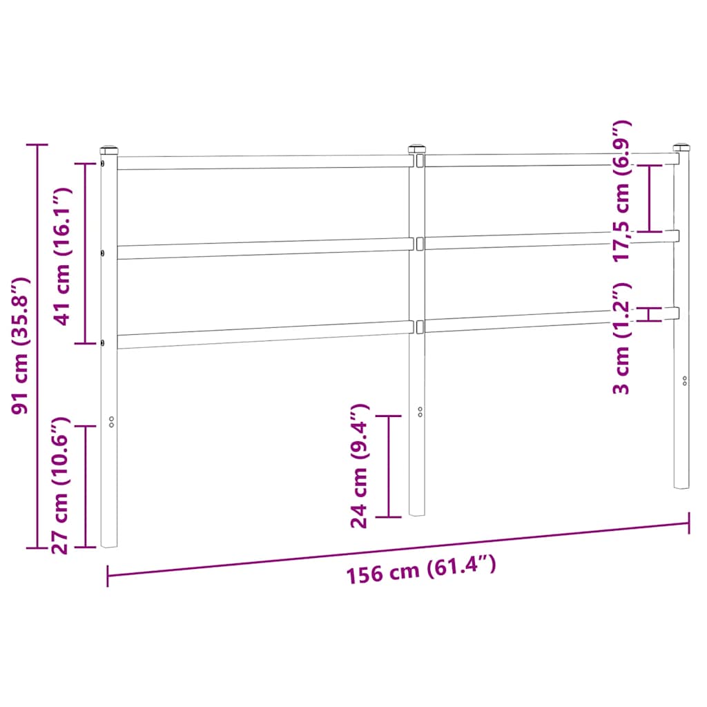 vidaXL Ersatz-Kopfteil Metall Weiß 150 cm